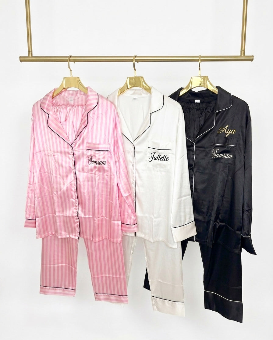 Ensemble de Pyjama en Satin Manches Longues